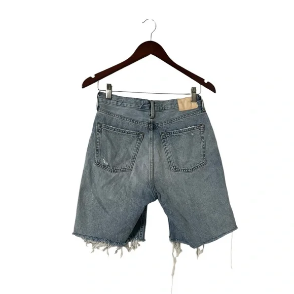 EVERLANE The Jean Cheeky Long Denim Distressed Shorts - Picture 6 of 9